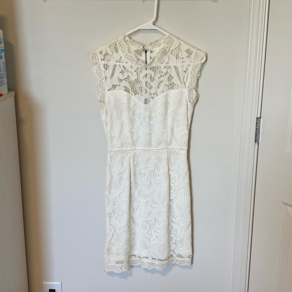 White Lace Zip Up Dress